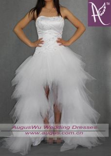   Satin/Tulle High Low Party Prom Gown Beach Bridal Wedding Dress 2013