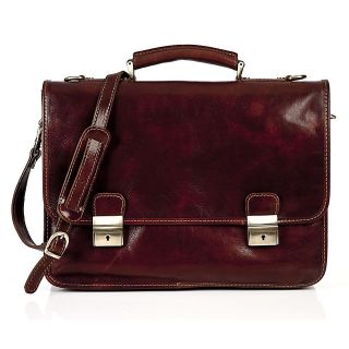   Italian Leather Firenze Double Compartment Laptop Briefcase Bag