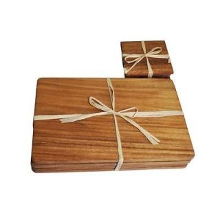   ACACIA WOOD SET OF 4/8 TABLEMATS + COASTERS PROVENCAL RANGE PLACEMATS