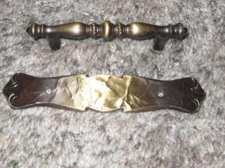   ANTIQUE BRASS   CARRIAGE HOUSE   CABINET PULL/HANDLE WITH BACKPLATE