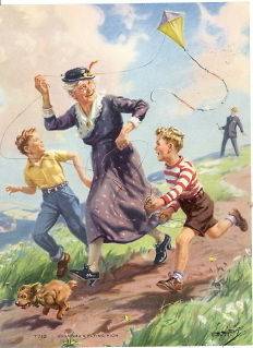 Hy. Hintermeister Grandmas Flying High Kids Kite Print 1950s