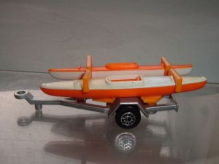 TRAILER WITH 2 PLASTIC CANOES DIFFERENT NICE ORIGINAL CONDITION SEE 
