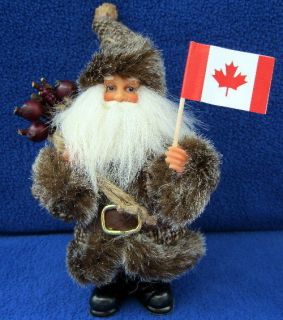 CANADA   Woodland Santa Claus Christmas Ornament with CANADIAN Flag