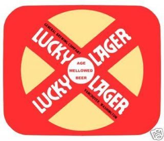Lucky Lager Beer Mouse Pad   Old Logo   Washington