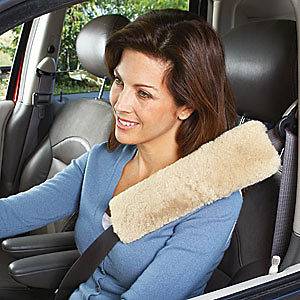   Comfy Champagne Sheepskin Fleece Shoulder Strap Pad Seat Belt Cover
