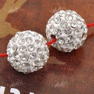 5Pc 10mm White Crystal Glass Spray Paint Pave Disco Round Ball Spacer 