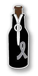   Gray Awareness Ribbon Beer Bottle Koozie Huggie Cover Lapel Pin New