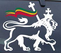LION OF JUDAH 3 COLOR FLAG Vinyl Decal 18x20 reggae car wall sticker 