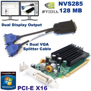   PCI E x16 New Shape 128MB Low Profile Card+Dual VGA Splitter Cable