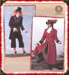 Simplicity Mens Mad Hatter Captain Jack Hook Pirate Costume Pattern 