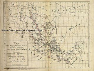 1884 LARGE TELEGRAPH LINE & SHIPPING MAP OF MEXICO