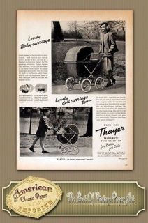 1947 Thayer Triple Duty Baby and Doll stroller vintage Print 