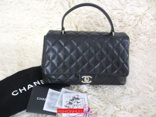 Authentic CHANEL Black Quilted Caviar 2.55 Kelly Jumbo Flap Bag