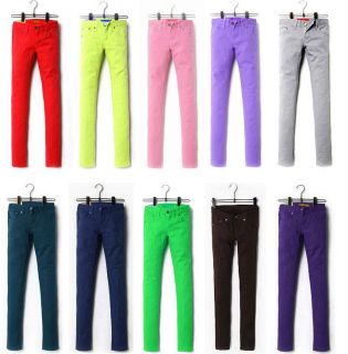 womens stretch color pencil pants feet pants casual skinny jeans