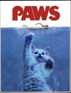 JAWS Parody PAWS When Cats Attack *NEW* Custom FUNNY T shirt