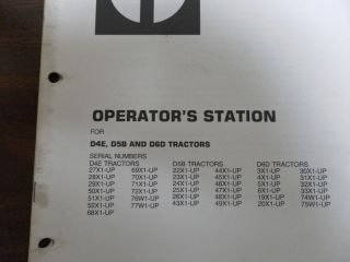 CATERPILLAR D4E D5B AND D6D OPERATORS STATION SCHEMATIC