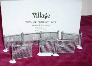 DEPT 56 SNOW VILLAGE CHAIN LINK FENCE WITH GATE MINT SET RETIRED 