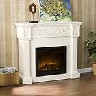 NEW CALVERT CARVED IVORY ELECTRIC FLAME FIREPLACE MANTLE TV STAND 