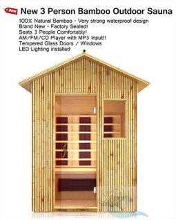 New 3 Person Outdoor Bamboo FIR Far Infrared Sauna SPA   All Weather 