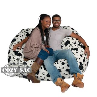 Bean Bag Chair Large Micro Suede Love Seat 5 Cow Animal Print By Cozy 