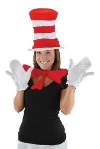 Dr Seuss Cat In The Hat Costume Hat Gloves Bow Tie NEW