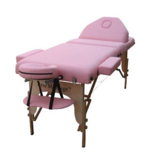   Pink 77L 3 Pad Portable Massage Table Bed Spa Tattoo Chair Facial