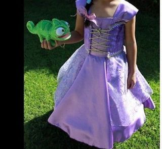   Rapunzel Purple Costume Size 4. And Pascal The Chameleon, Green. EUC
