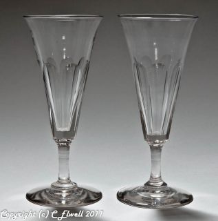 Pair Victorian Antique Flute Cut Champagne/Ale Glasses