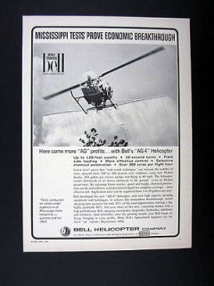 Bell AG 4 Helicopter crop sprayer spraying 1964 print Ad advertisement