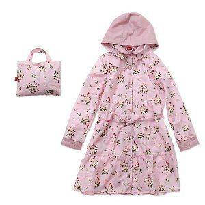 New Hello Kitty Pink House Raincoat w/ Handbag Case Rain Bag Official 