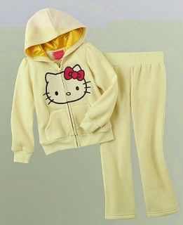 HELLO KITTY SANRIO Cream Shimmer Hoodie &Track Pants Clothing Set 