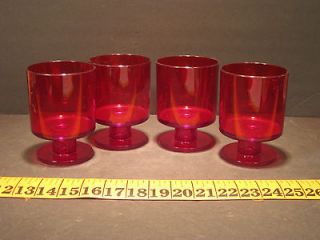 MId Century Modern Georges Briard Red Lucite Footed Goblets Eames 