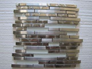 STUNNING STAINLESS STEEL/GLASS Mosaic Tiles on Mesh kitchen bathroom