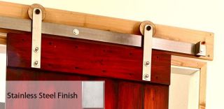 Modern Barn Door Hardware   Raw Steel Finish   Flat Track with Wooden 