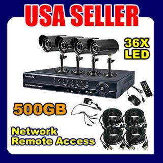  Channel Outdoor CCTV Security Camera System H.264 DVR + 500GB HDD USA