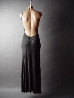   Gray Backless Open Back Casual Lounge Jersey Slip Long Maxi fp Dress S