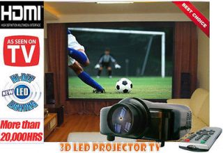 HD LED Projector Mini Home Theater/Gaming with AV S Video VGA HDMI TV 