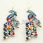 Gypsy Prancing Peacock Earring Necklace Cascading Teardrop Tail 