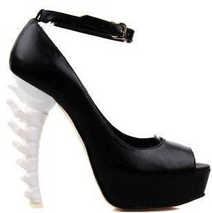 Bone spine heel PU leather platform open toe shoes fashion fans must 