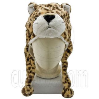 Cheetah Jaguar Leopard Animal Funny Mascot Plush Costume Adult Hat Cap 