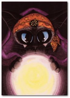 Siamese Cat Crystal Ball Gypsy Fortune Teller Tarot Reading ArT BiHrLe 