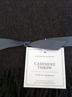 Restoration Hardware   NWT 100% Cashmere Throw Blanket Charcoal Grey 