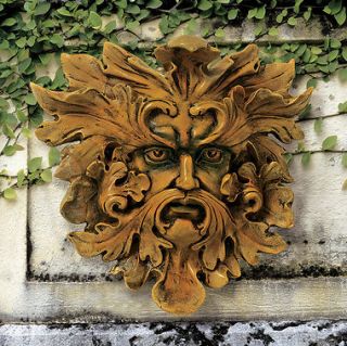  Greenman Wall Sculpture Statue Garden Gothic Leaf Mask Design Toscano