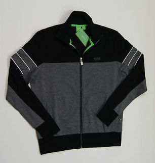 HUGO BOSS GREEN GR Stefan Full Zip Sweatshirts   Gray/Black NEW NWT