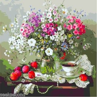 Acrylic Paint by Number Kit 50x40cm (20x16) Flowers & Coffee DIY 