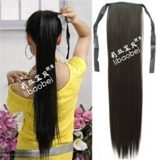   ponytail human hair extension clip in and tied style,long hair.A