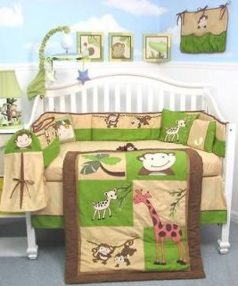 SoHo Monkey Savannah Baby Crib Nursery Bedding Set 13 pcs included 