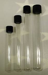 25 CLEAR PLASTIC TEST TUBE w/ caps 3 inches 12 x 75mm