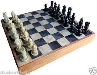     10x10″ Collectible Indian Marble Chess Game Board Set Pieces