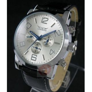 Mens Automatic Mechanical 6 Hands Leather Band Date/week Sports Watch 